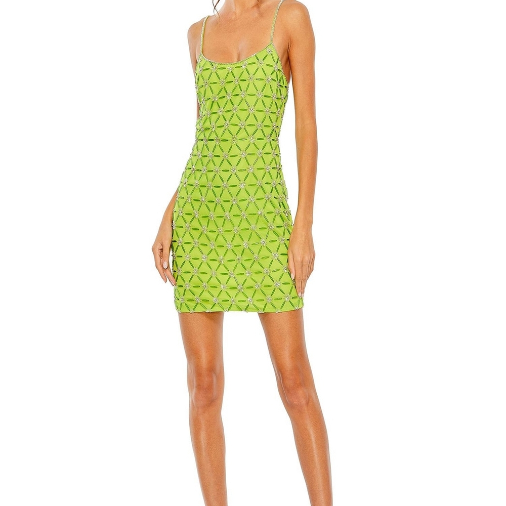 Mac Duggal Lime Green Geometric Dress Size 10